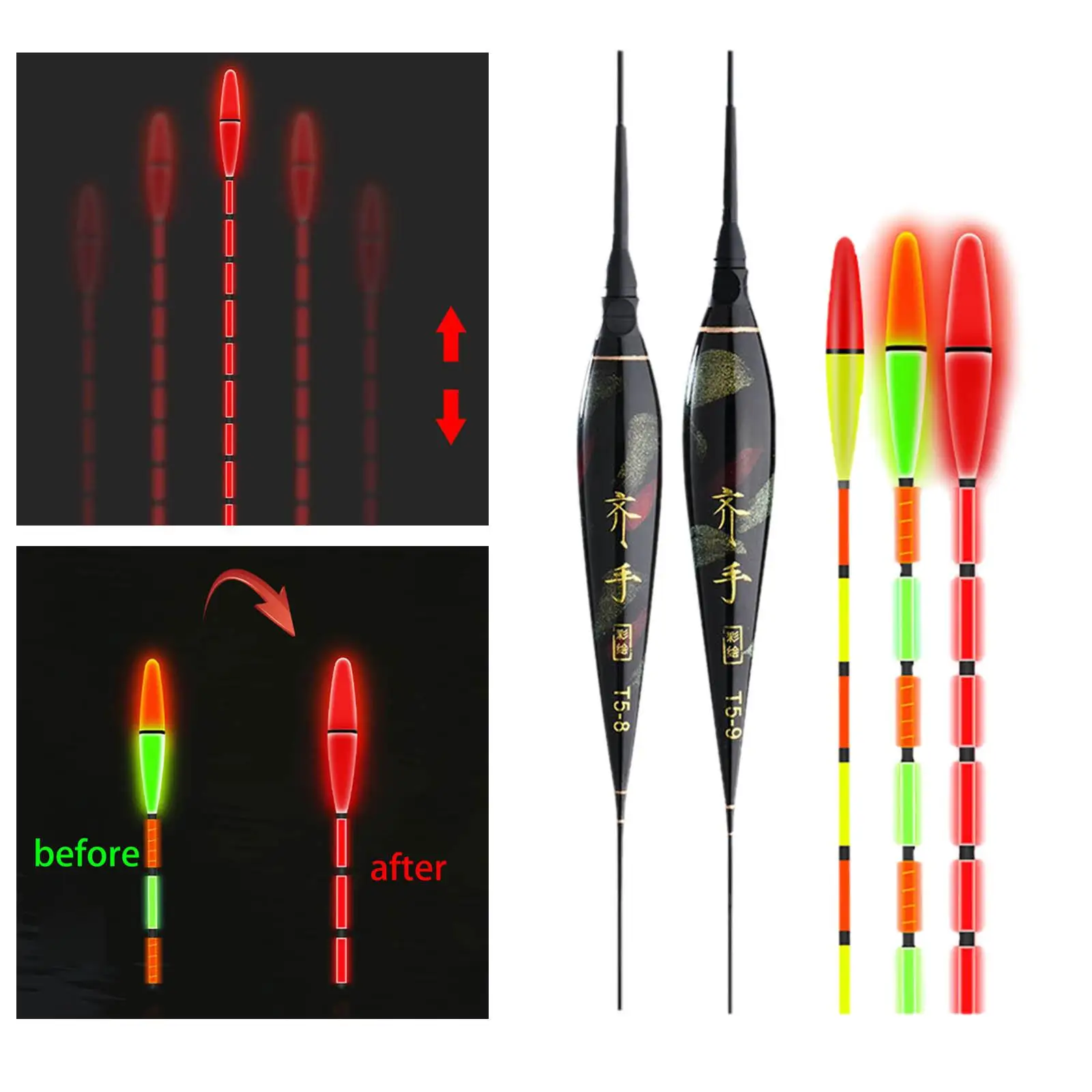 Luminous Electric Fishing Floats High Sensitivity Stick Float Bobber Automatic Reminder Color Change Lure Fishing Buoy Tackle