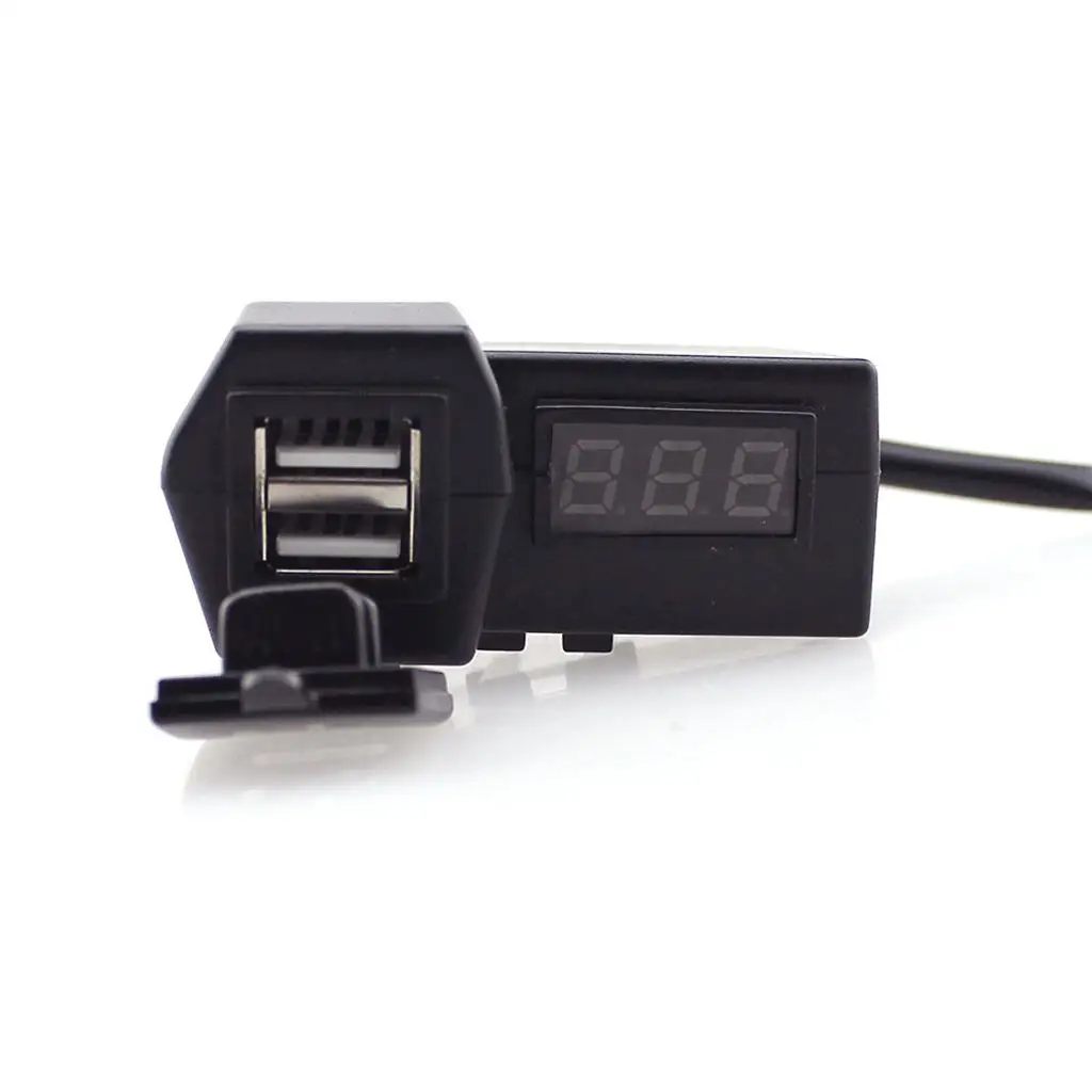 Motorcycle charger with LED voltmeter for mobile phone