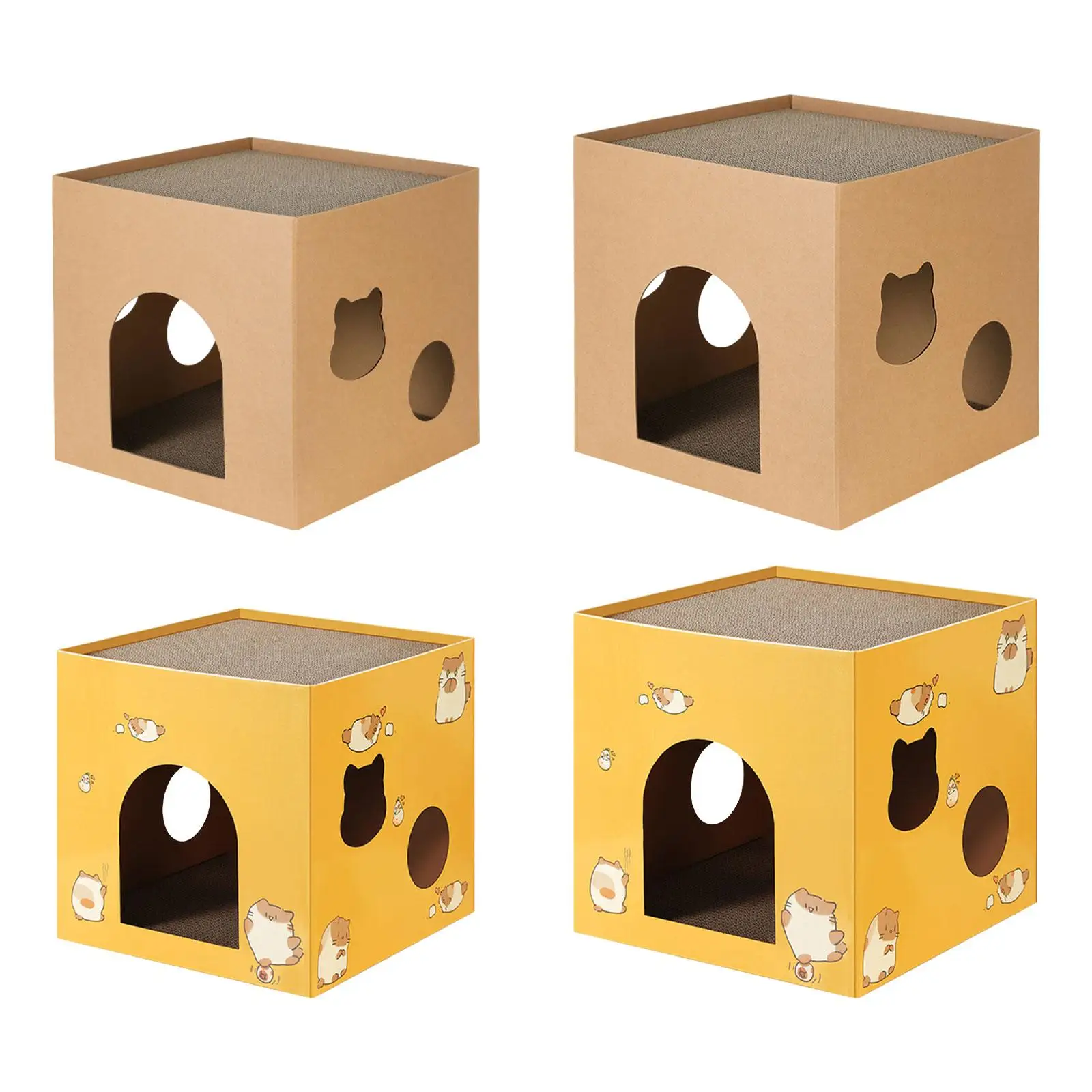 Cat Cardboard House with Scratch Pads Corrugated Cardboard Bed Cat Box Cats Bed for Cat Rabbit Small Animals Bunny Indoor