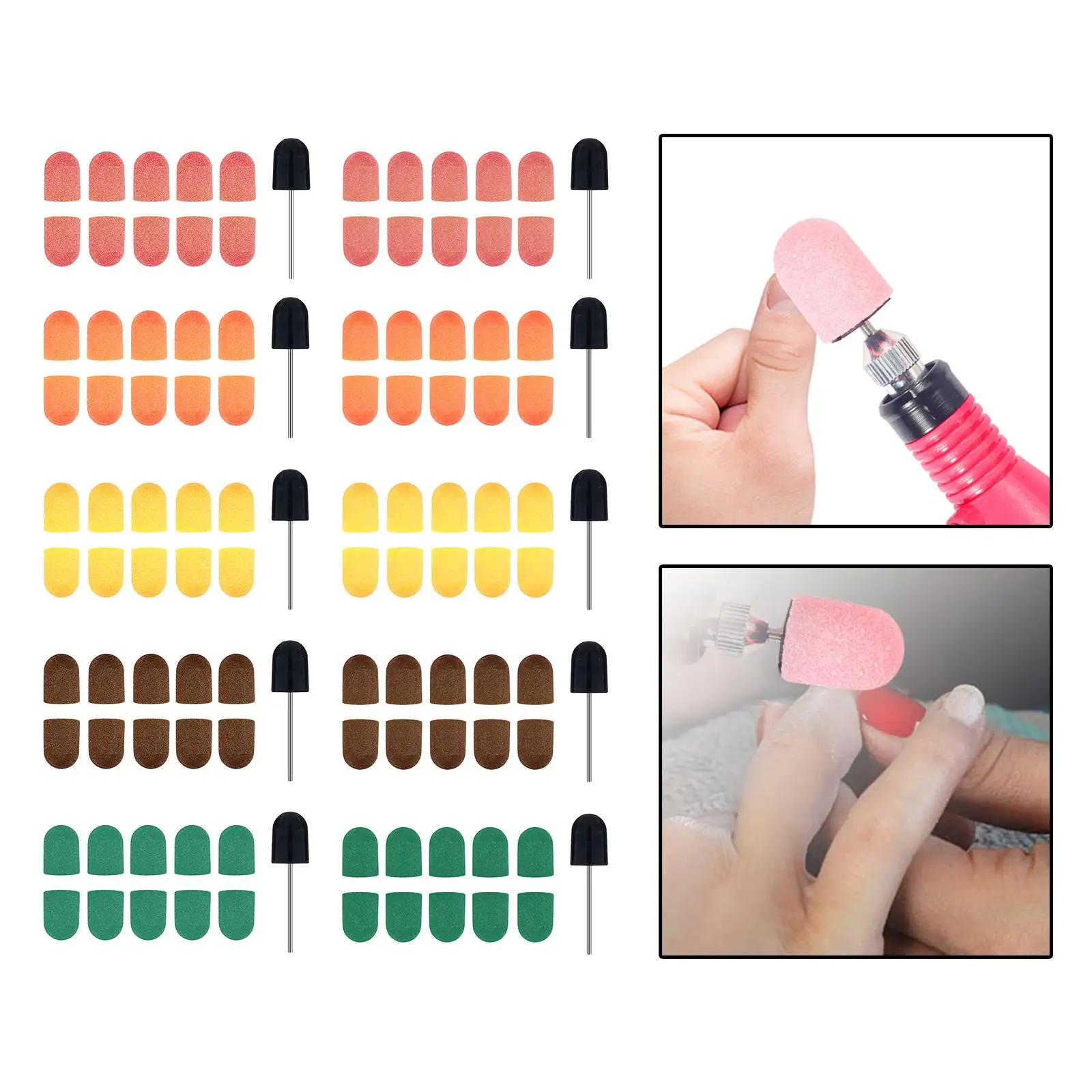 Nail Sanding Caps Bands Manicure Pedicure Acrylic Nails Electric Drill Tools Professional Sanding Grinding Head for Remover Kit
