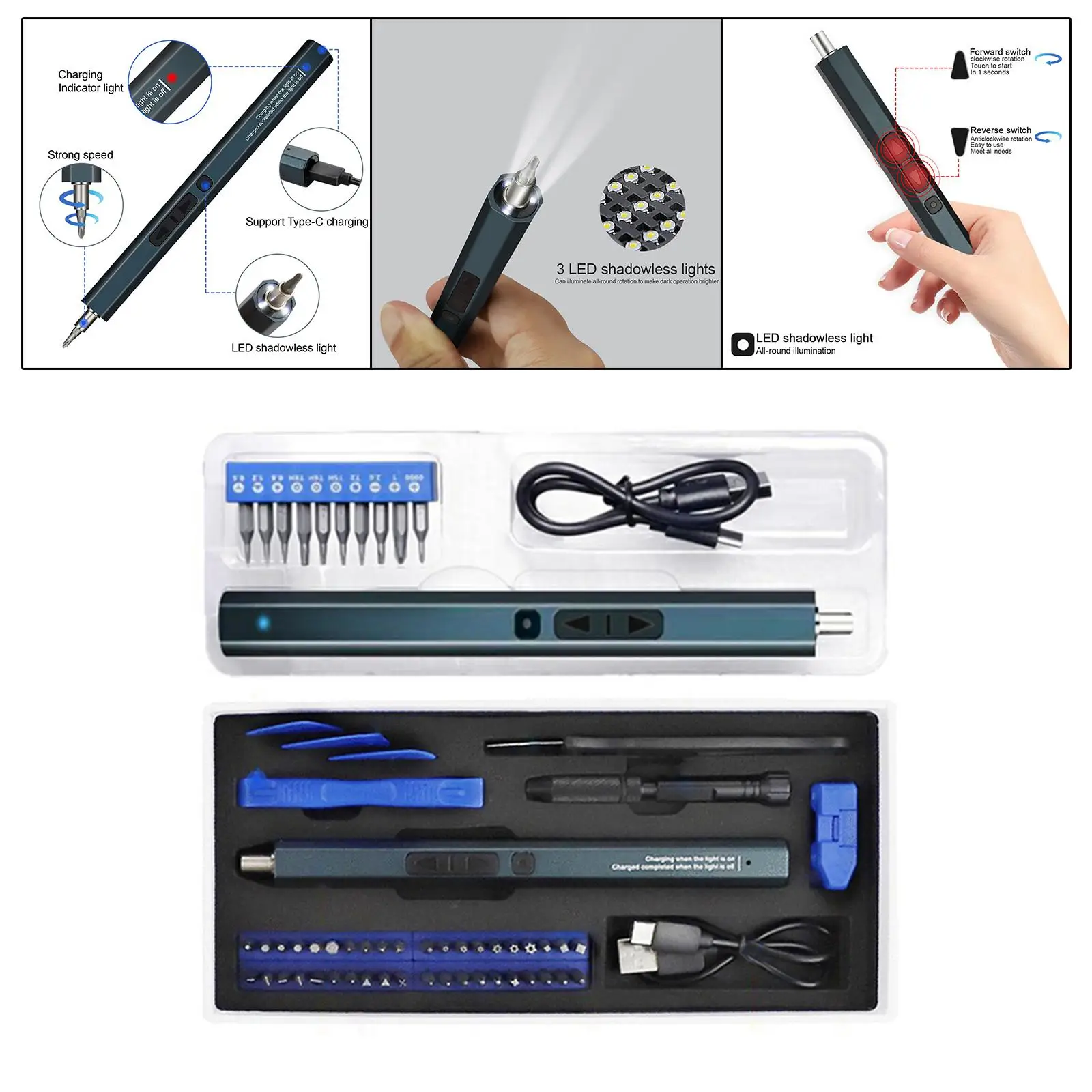 Electric Screwdriver Eyeglasses All in One Electronics Non Slip Magnetic Interchangeable Blades Screw