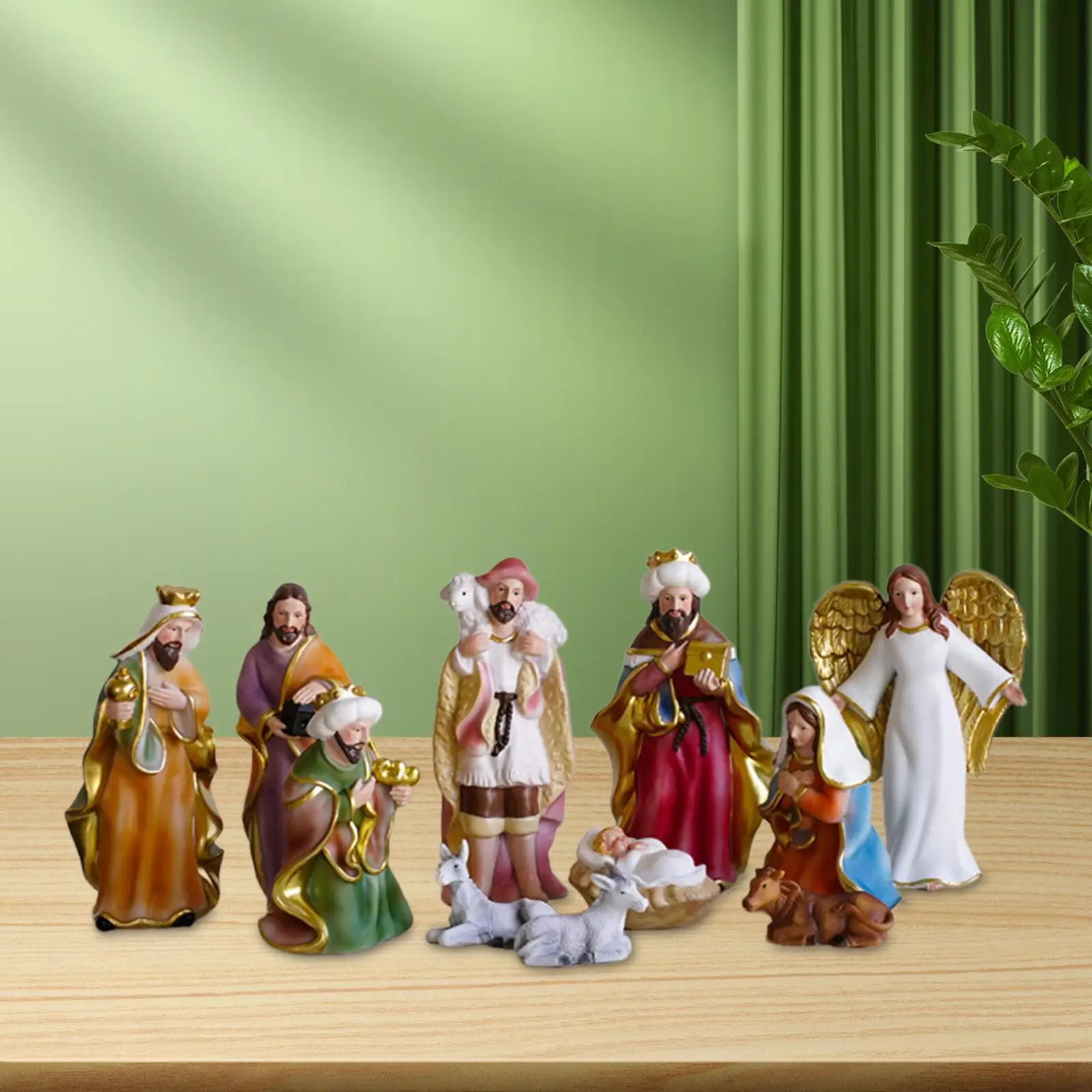 11x Nativity Figurine Set Colorful Manger Set Ornaments for Desk Home