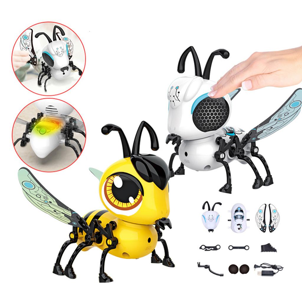DIY Simulation Bee Electric USB Rechargeable Lighting Sound Early Education Assembled Kids Toy for Kids Boys Girls Children