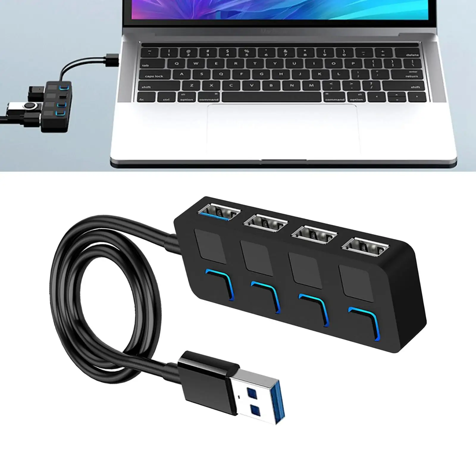 4 Port USB 3.0 Hub Data USB Hub for MacBook for iMac PC (Charging Not Supported)