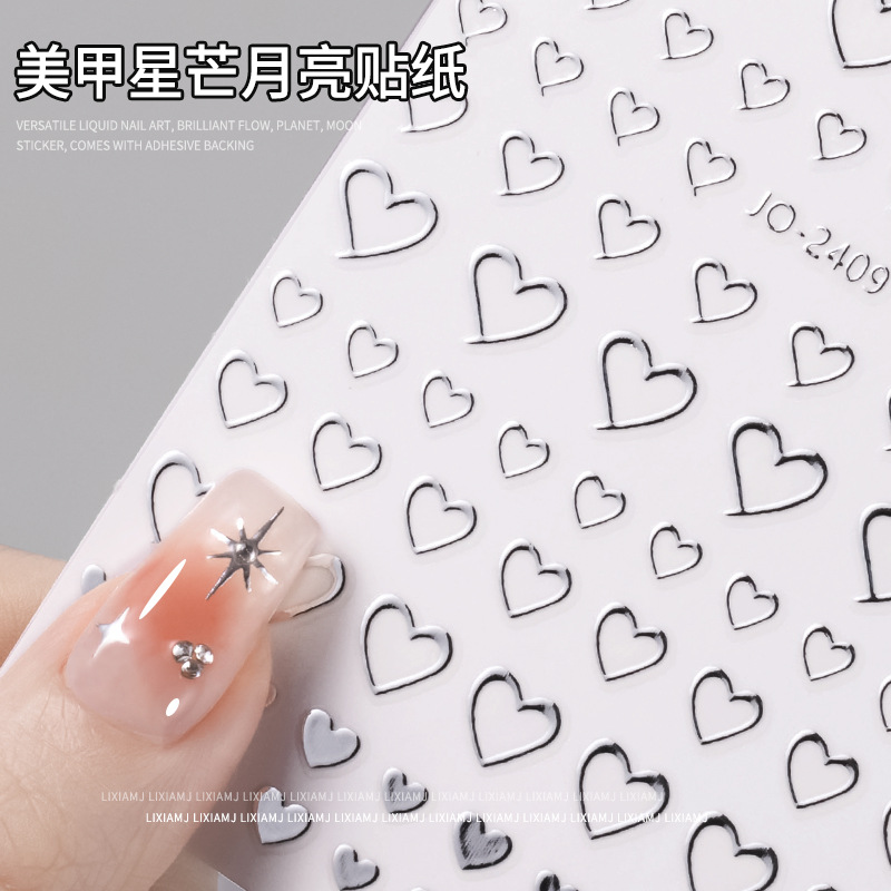 Best of Mirror Metallic Silver Nail Stickers Love Star Decals Nail Art Decorations French Manicure Self-adhesive Sliders Accessories Reviews & Tips