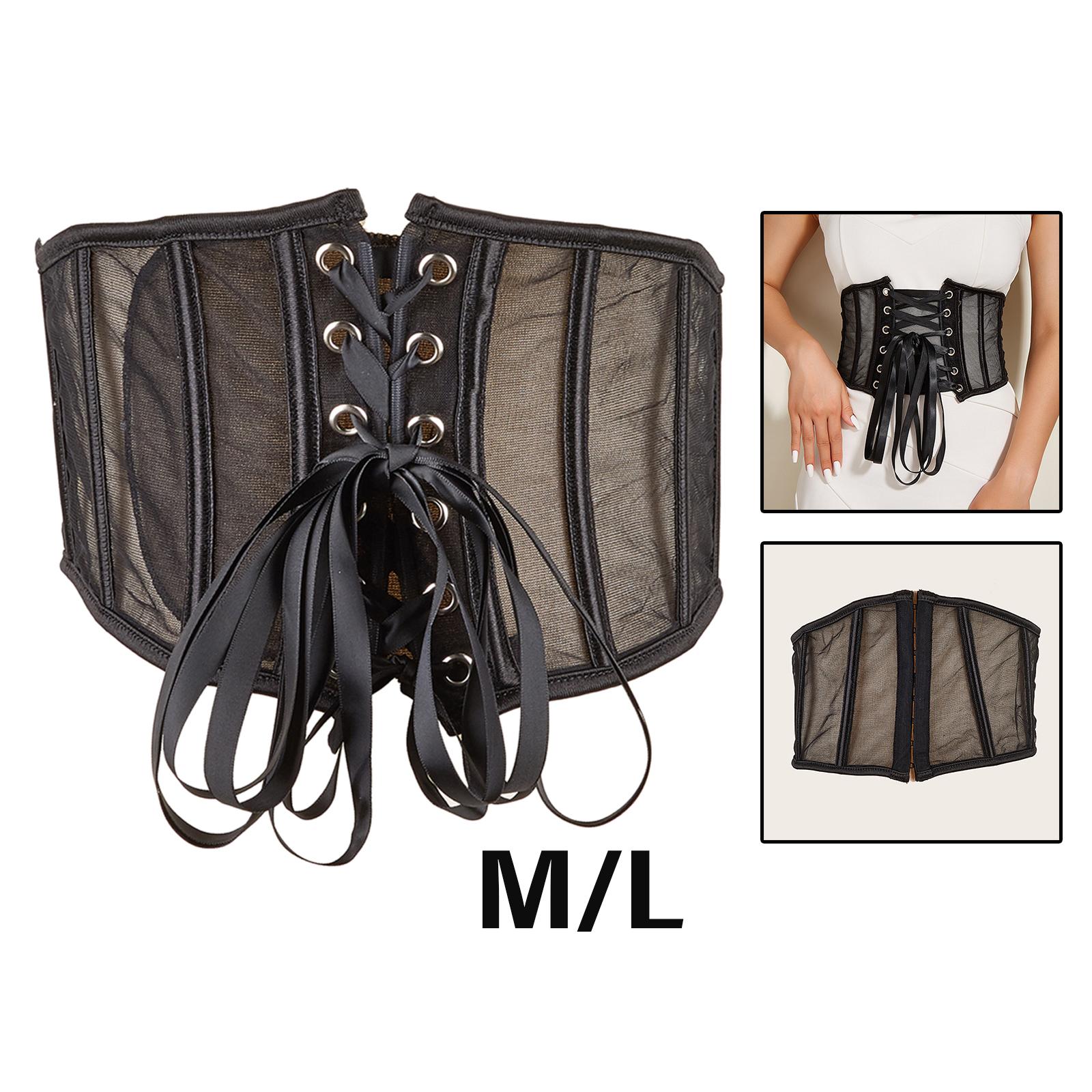 Women Waist Belt Cincher Waspie Girdle Underbust Corset Lace Tied Chain