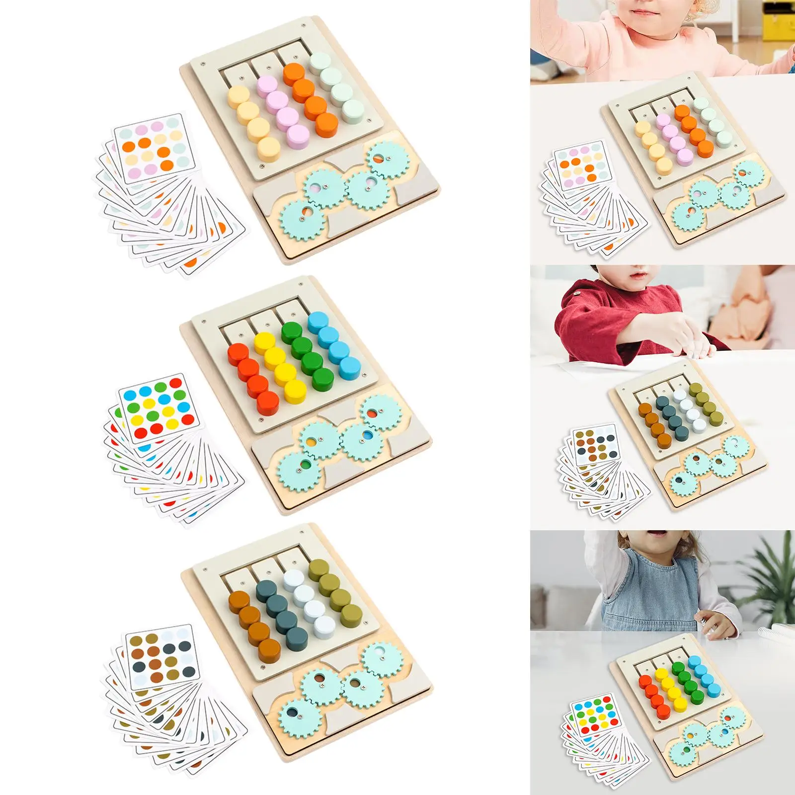 Wooden Sliding Puzzle Color Sorting Memory Game Development Toy Montessori Educational for Boys Girls Birthday Gift Party Favors