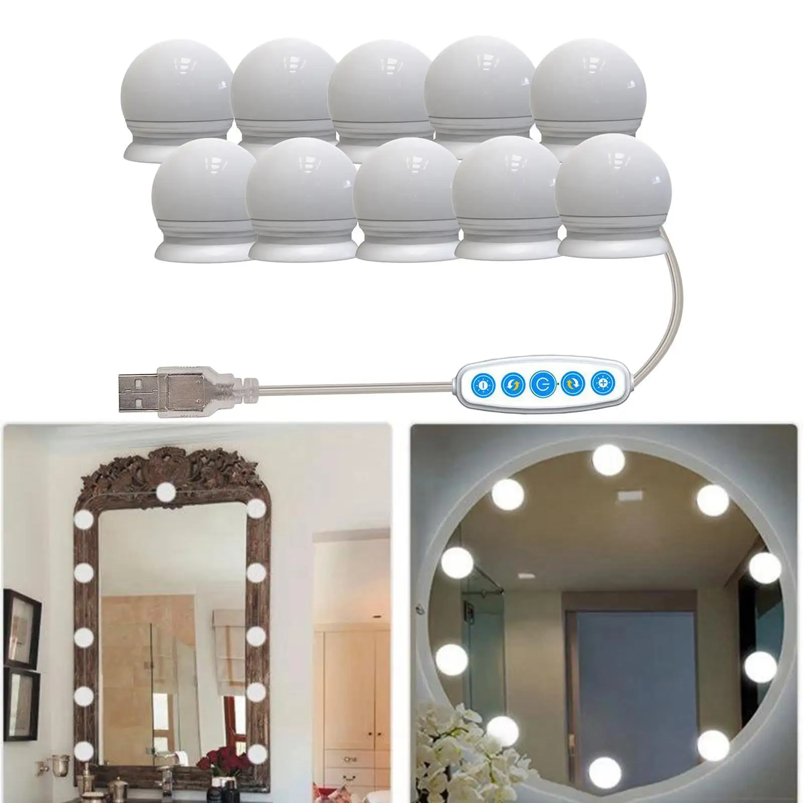 Makeup  Mirror Lights USB, 5 Color Modes Mirror, Frameless Tablep
