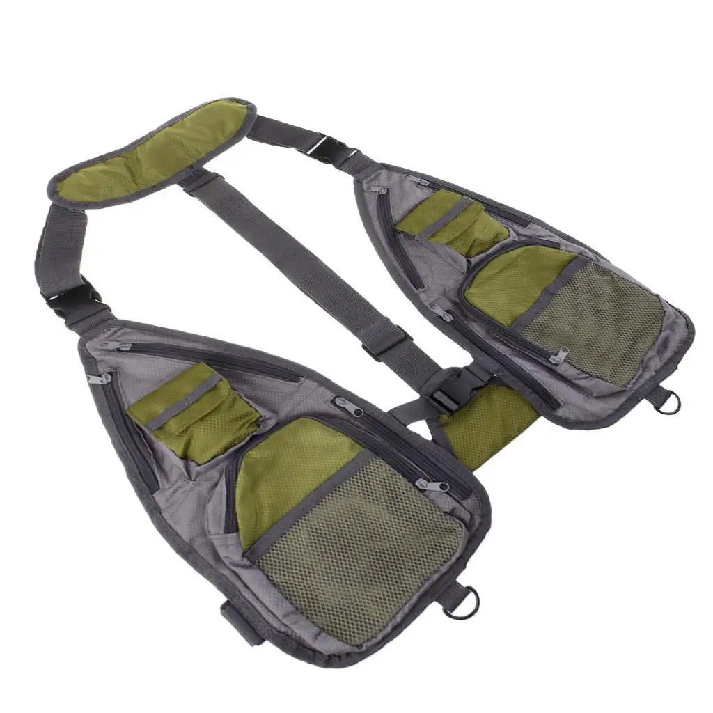 Breathable Fly Fishing Mesh Vest Adjustable Mutil- Outdoor Chest Pack