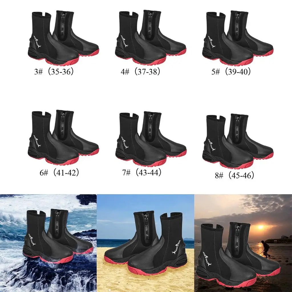 5mm Premium Neoprene Diving Boots unisex adult, Non- Rubber Sole Wetsuit Watersports Scuba Diving Snorkeling Canyoning Shoes