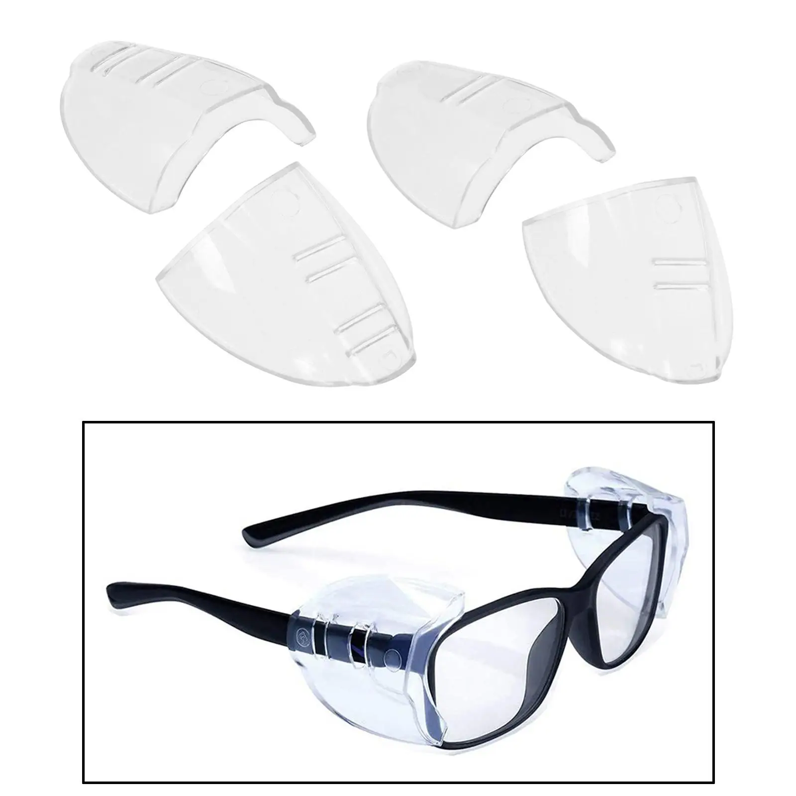 Universal Safety Eye Glasses Side Shields Flexible TPU 1 Pair Slip On Clear Side Shields for Small to Medium Eyeglasses Frames