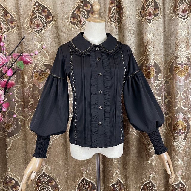 Chemise Victorienne Gothique Dentelle - Manches Longues évasées - Style Lolita Ou Cosplay - 100% Polyester