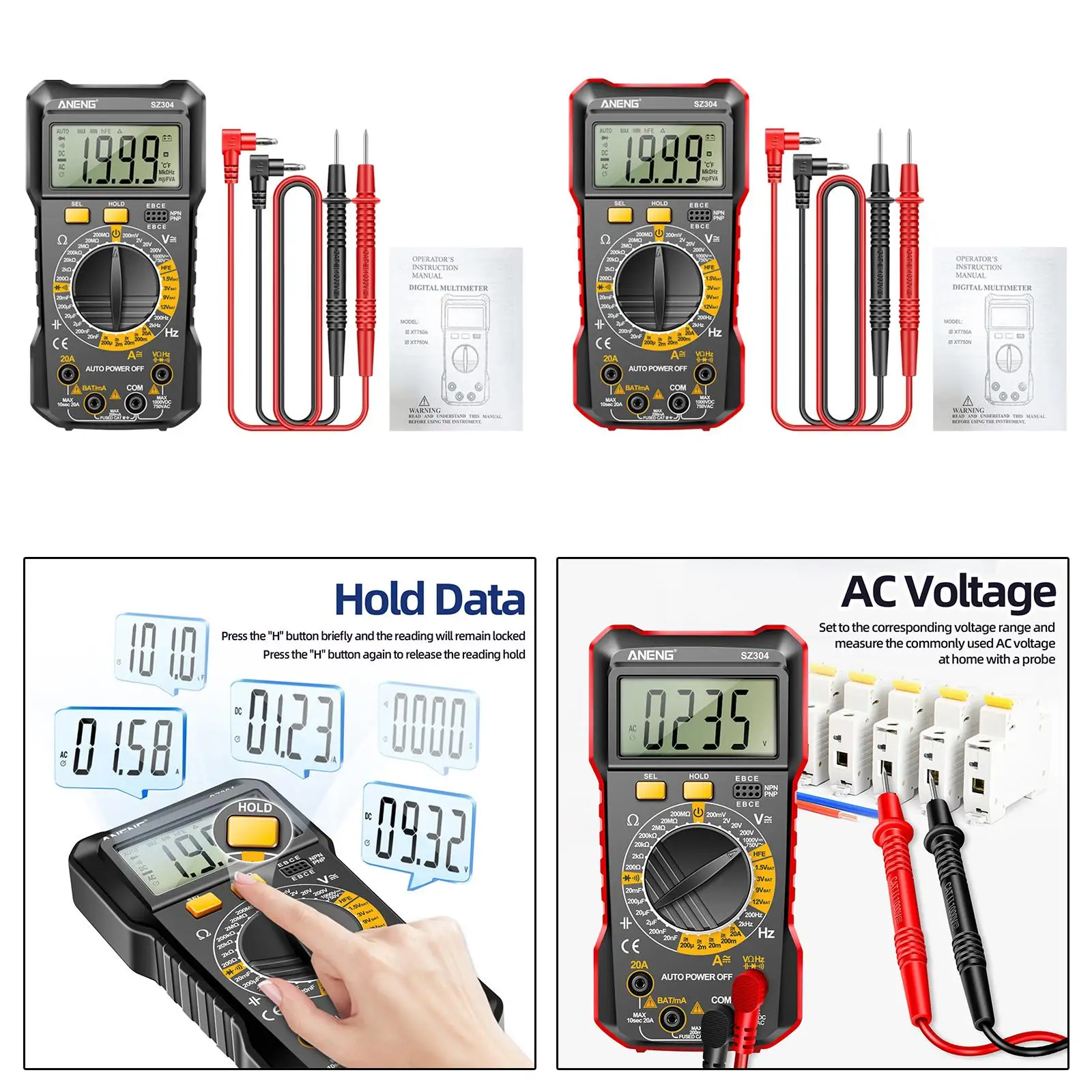 Electrical Multimeter Multi Tester Electriccurately Continuity Capacitance True Rms Ranging Pocket Tool DC Voltmeter