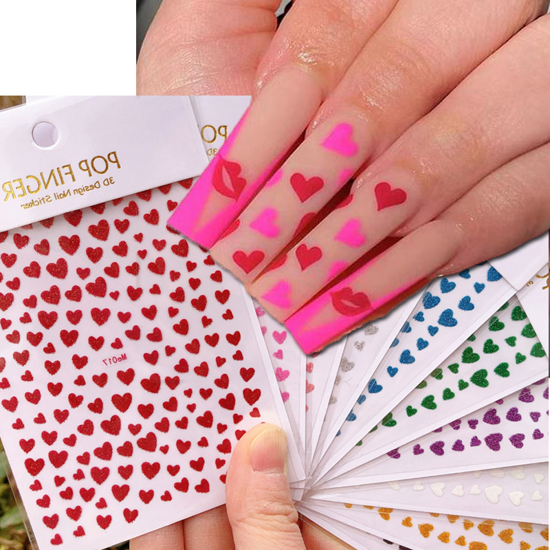 Best of 3d Nail Art Decals Shining Glitters Red Black Rose Pink Love Hearts Adhesive Sliders Nail Stickers Decoration For Nail Manicure Reviews & Tips