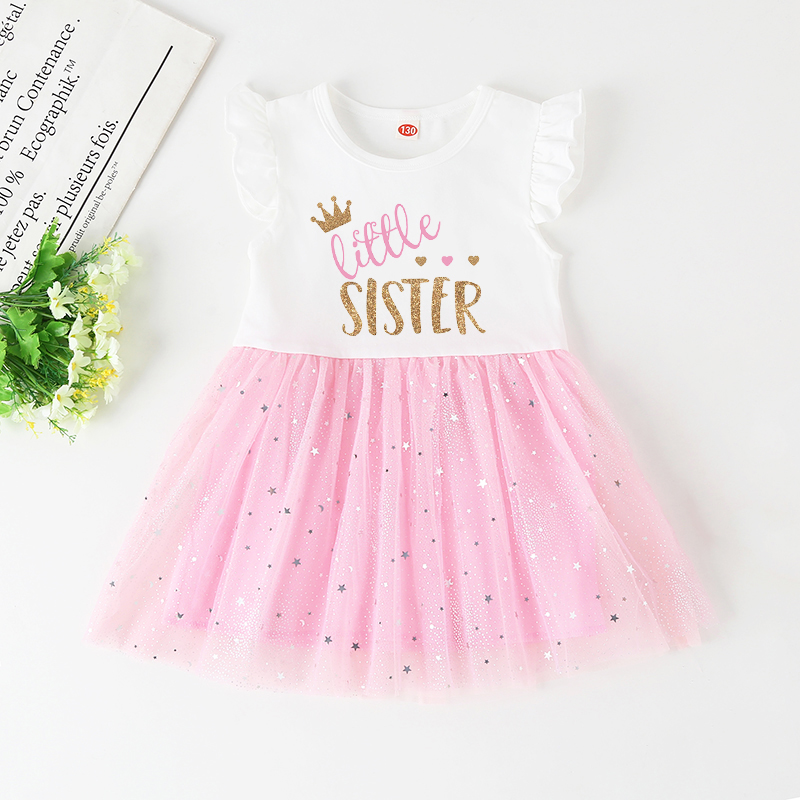 Große Schwester, kleine Schwester, passendes Kleid, kleine Mädchen, rosa Kleid, Prinzessin, Tutu-Kleider, Säuglings-Outfits, Kleinkind-Kleidung, 1–5 Jahre – Detail 3