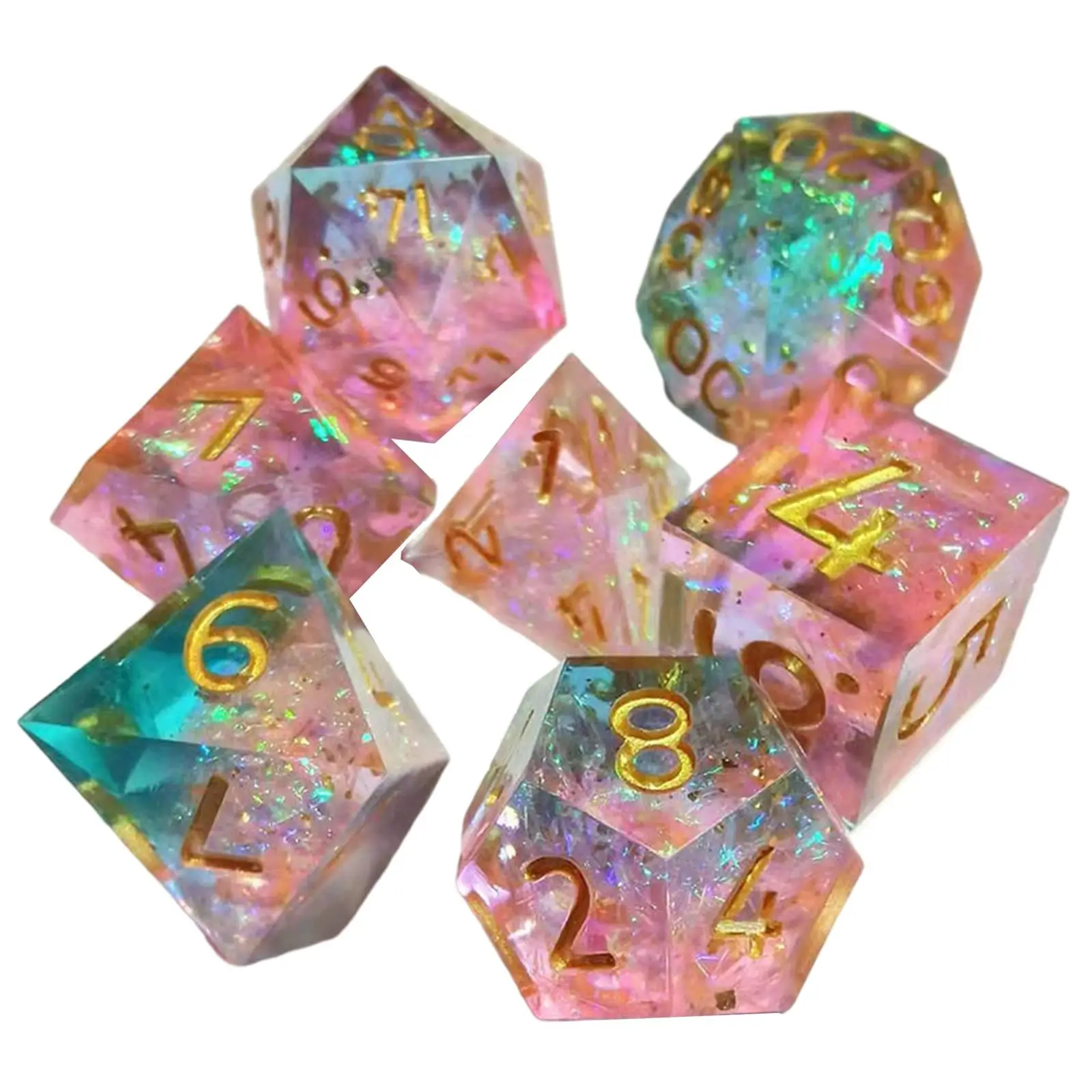 7 PCS Acrylic Polyhedral Digital Dice Set for Role Play Table Game Props
