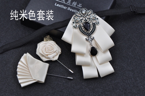 Luxus schwarz Strass Fliege britische High-End-Männer Jungen Business Hochzeit Anzug Hemd Kragen Blumen setzt handgemachte Schmuck Geschenk – Detail 8