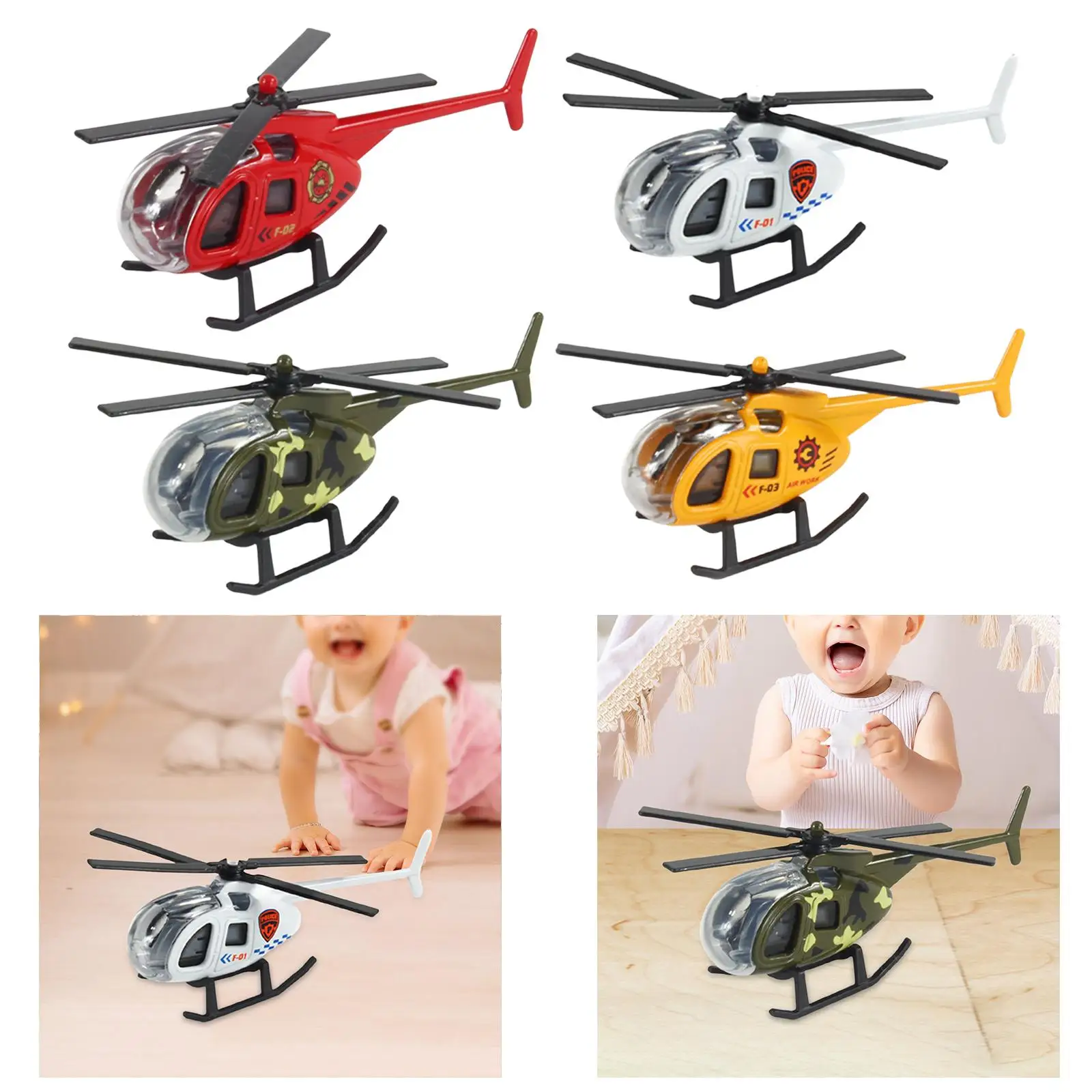 Small Diecast Alloy Helicopter Kids Toys Holiday Present for Kids Children Desktop Decor Party Favor Ornament Plane Toy