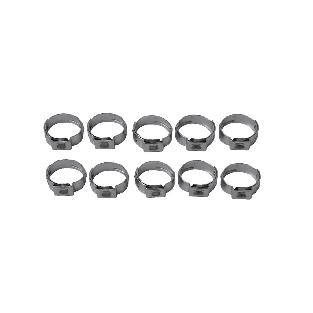 5X 10 Pieces Single Ear Stainless Clamps Coolant Gas 9.4-11.9mm