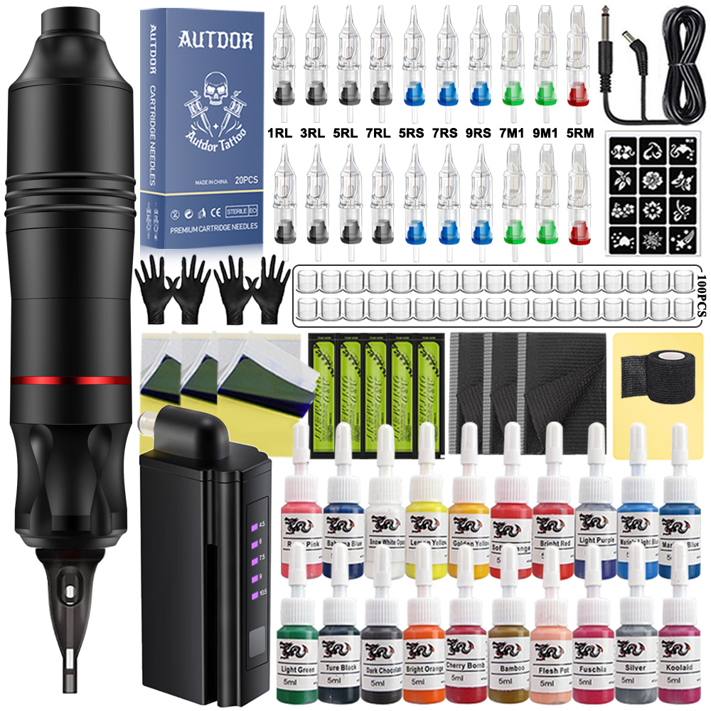 Best of Professional Tattoo Machine Kit Rotary Tattoo Pen Set With Mini / Wireless Power Supply Cartridge Needle Ink For Tattoo Beginner Reviews & Tips