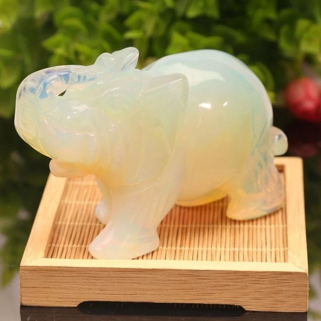 Jade Stone Craving Elephant Feng Shui store Statue