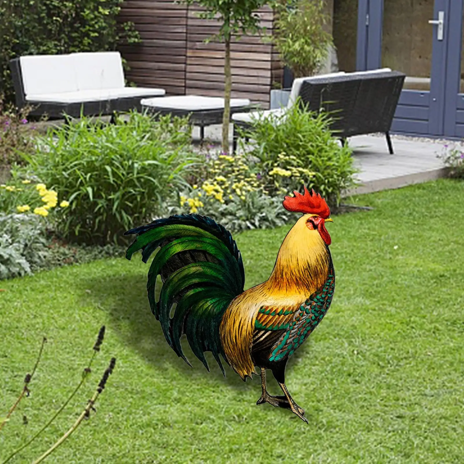 Rooster Garden Decor Chicken Shape Stake Rooster Sculpture Durable Weatherproof for Outdoor Landscape Garden Patio Yard