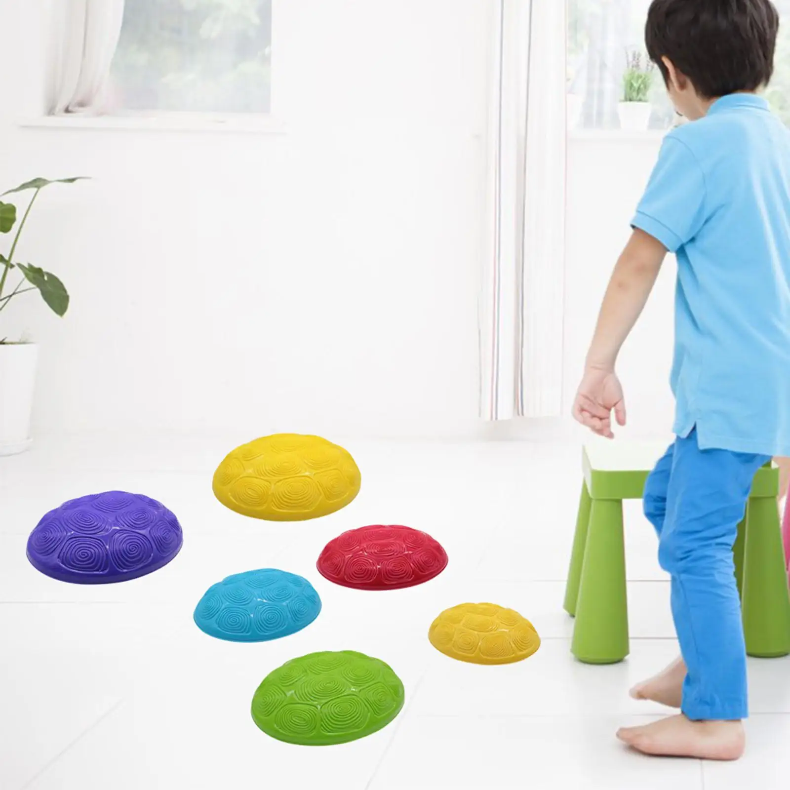 6Pcs Balance Stepping stone Coordination Crossing River stone Durable Turtle jump stone Sensory Toys for Indoor Family