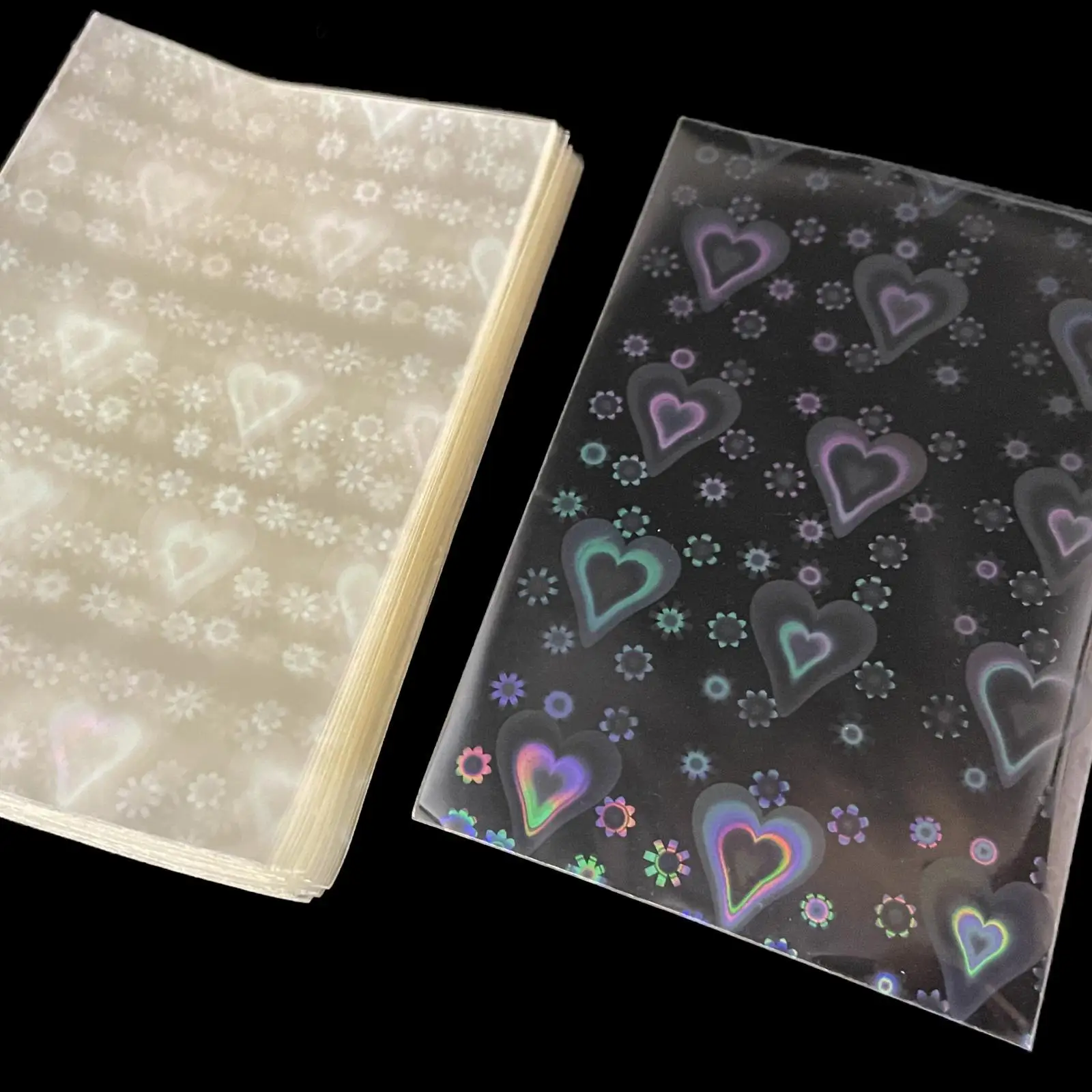100Pcs Holographic Card Sleeves Cards Guard Sleeve Standard Size Board Game Trading Card Sleeves 61x88mm 57x88mm