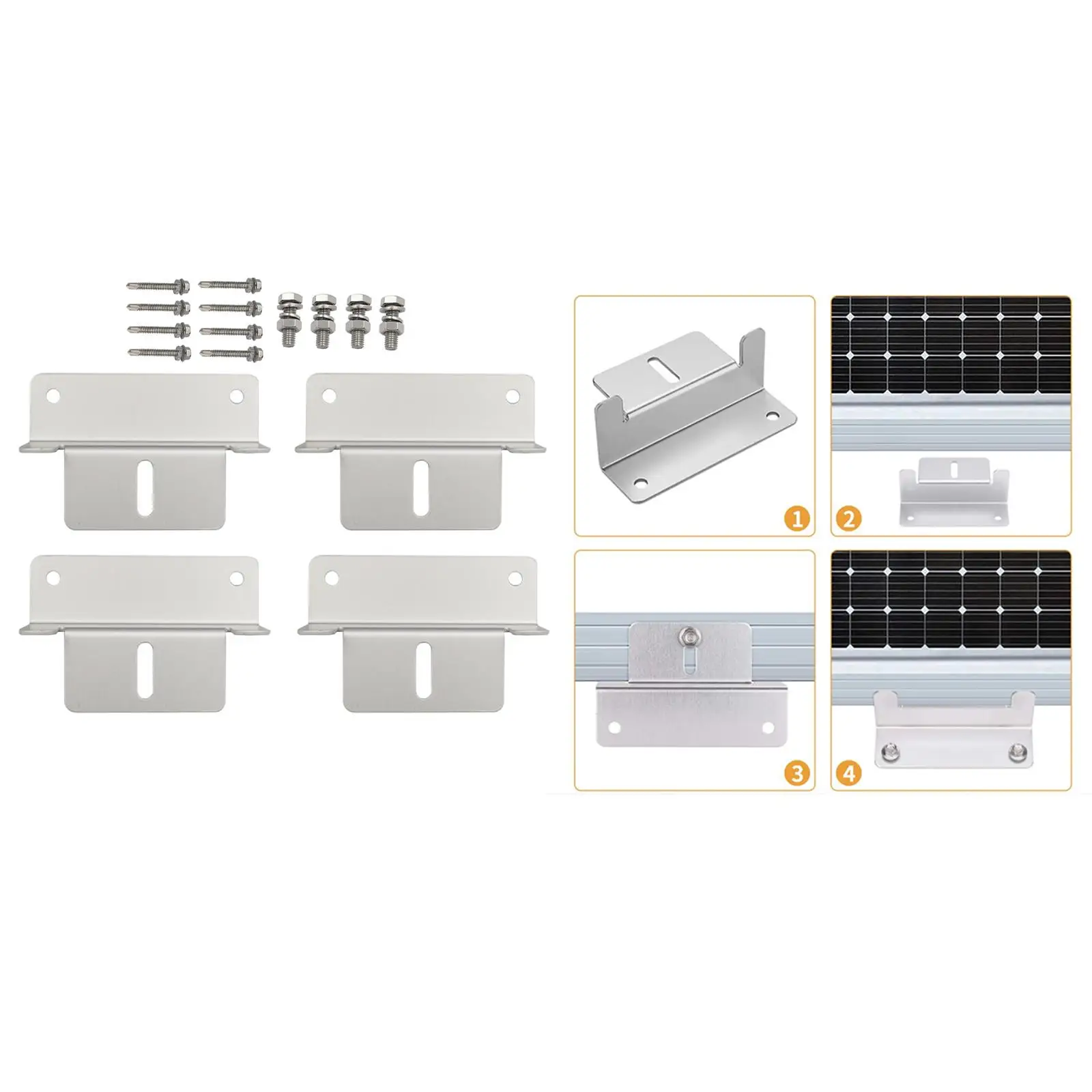 Solar Panel Mounting Z Brackets Rust Free Durable Lightweight Replace Parts Solar End Clamp for Ship Wall RV Boats Trailers