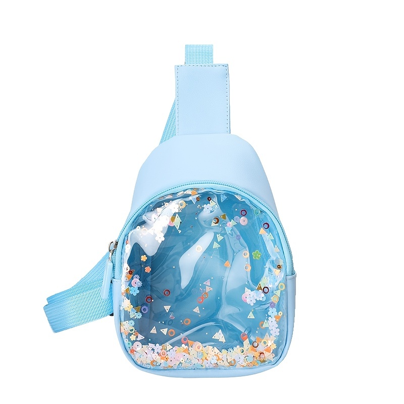 Baby Mädchen niedlich bunte transparente Pailletten Hüft tasche schöne Kinder Reiß verschluss Umhängetasche verstellbare Träger Umhängetaschen – Detail 12