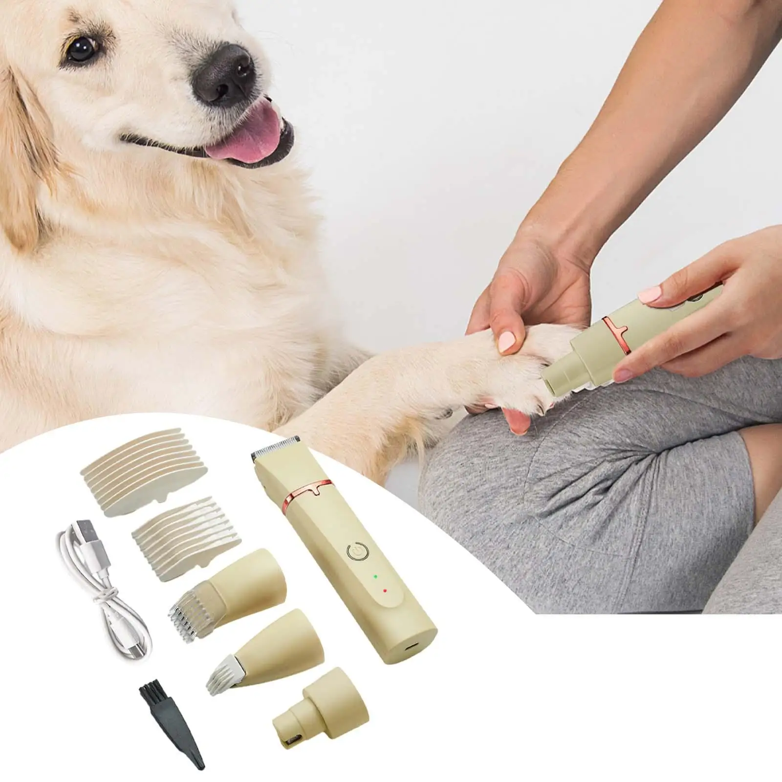 Dog Clipper Quiet Pet Grooming Tool Grinder Electric Pet Hair Trimmer for Ears Indoor Rump Paws Polishing