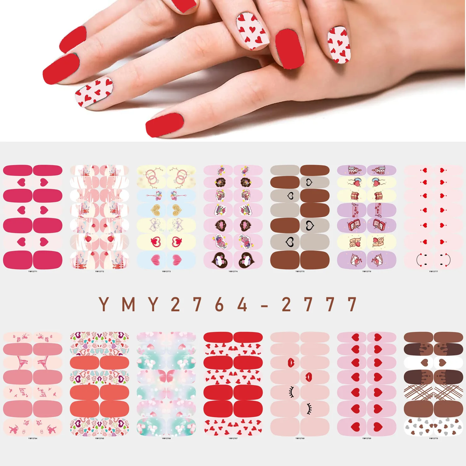 Lover Heart Valentines Day Nails Stickers All Style Design
