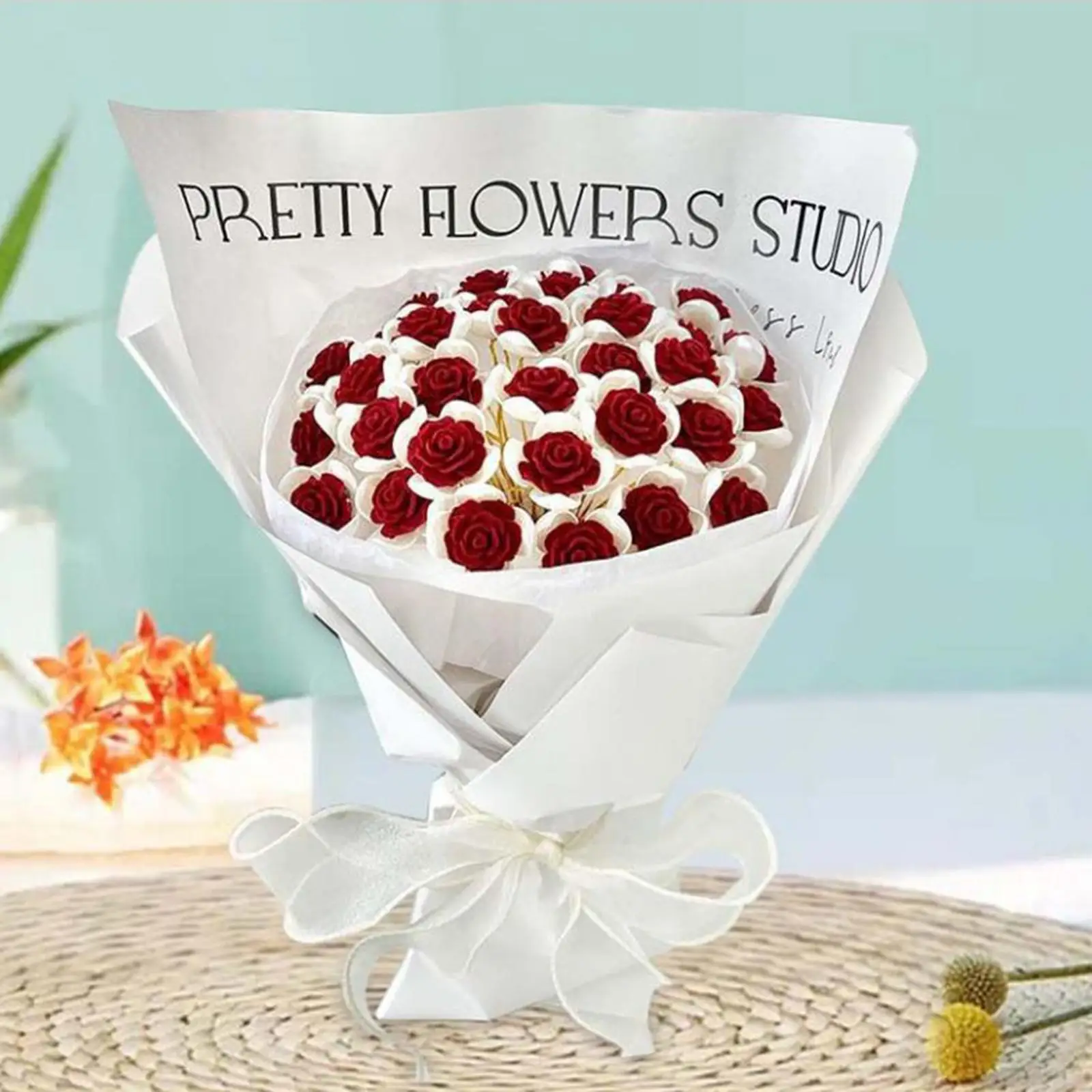DIY Simulation Rose Flower Bouquet (99Pcs Small Flowers) Sturdy Realistic for Mother Day, Birthday Unfinished Material Kits