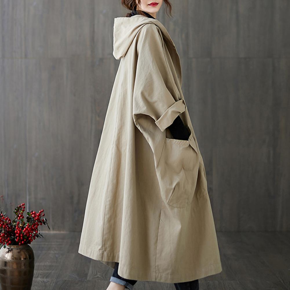 single-breasted mid-long feminino trench overcoat cáqui blusão bolso feminino