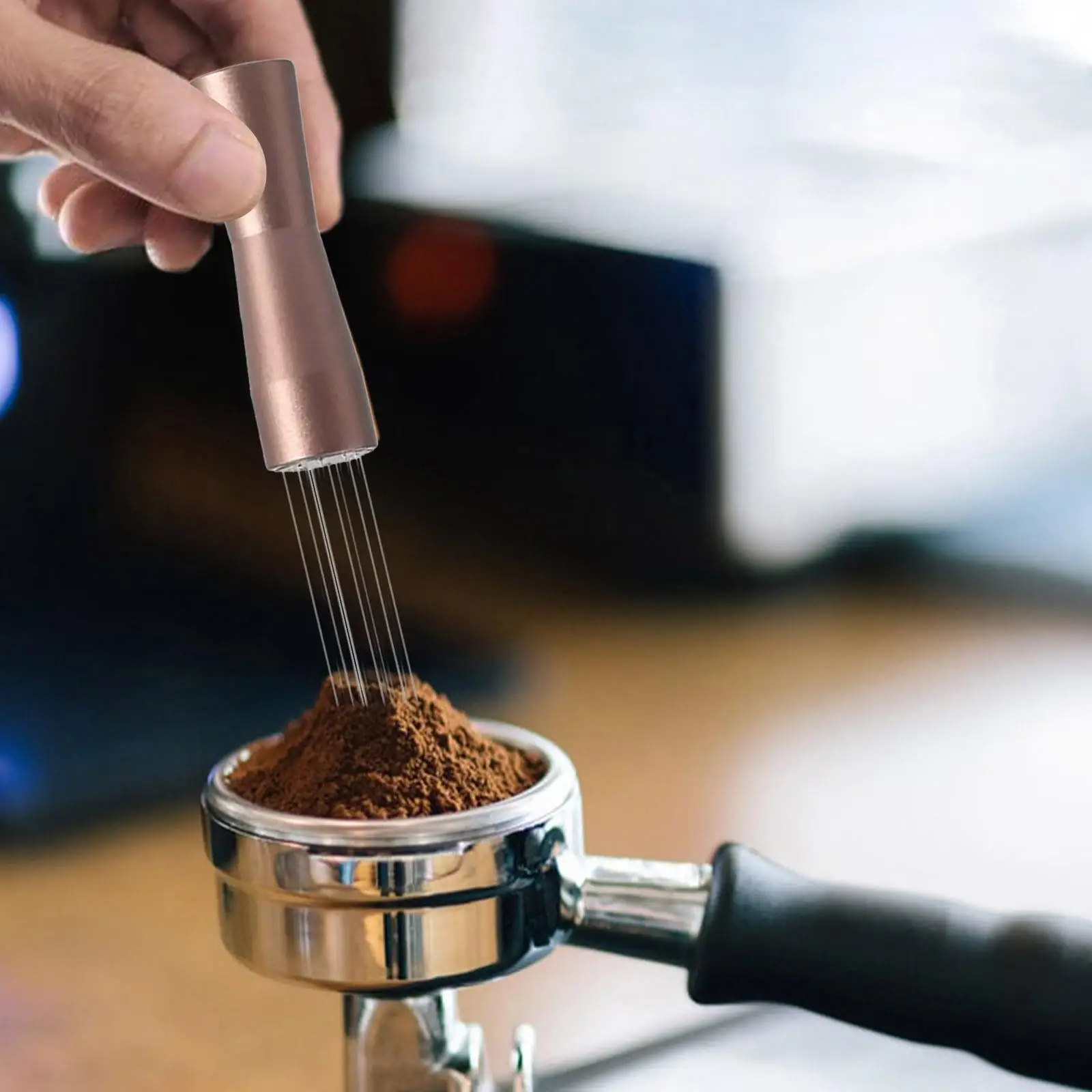 Needle Coffee Tamper W/ Coffee Art Pen Rustproof Non Slip Needle Type Leveling for Cappuccino Coffee Machine Barista Coffee Art