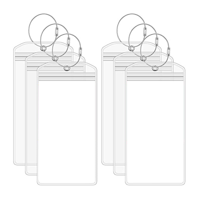 1PCS Wiederverschließbare Wasserdichte Klare Ticket Karte Hülse Gepäck Cruise Tag Halter Zip Seal Beutel Schlüsselring Stahl Draht Kabel Schleife – Detail 3