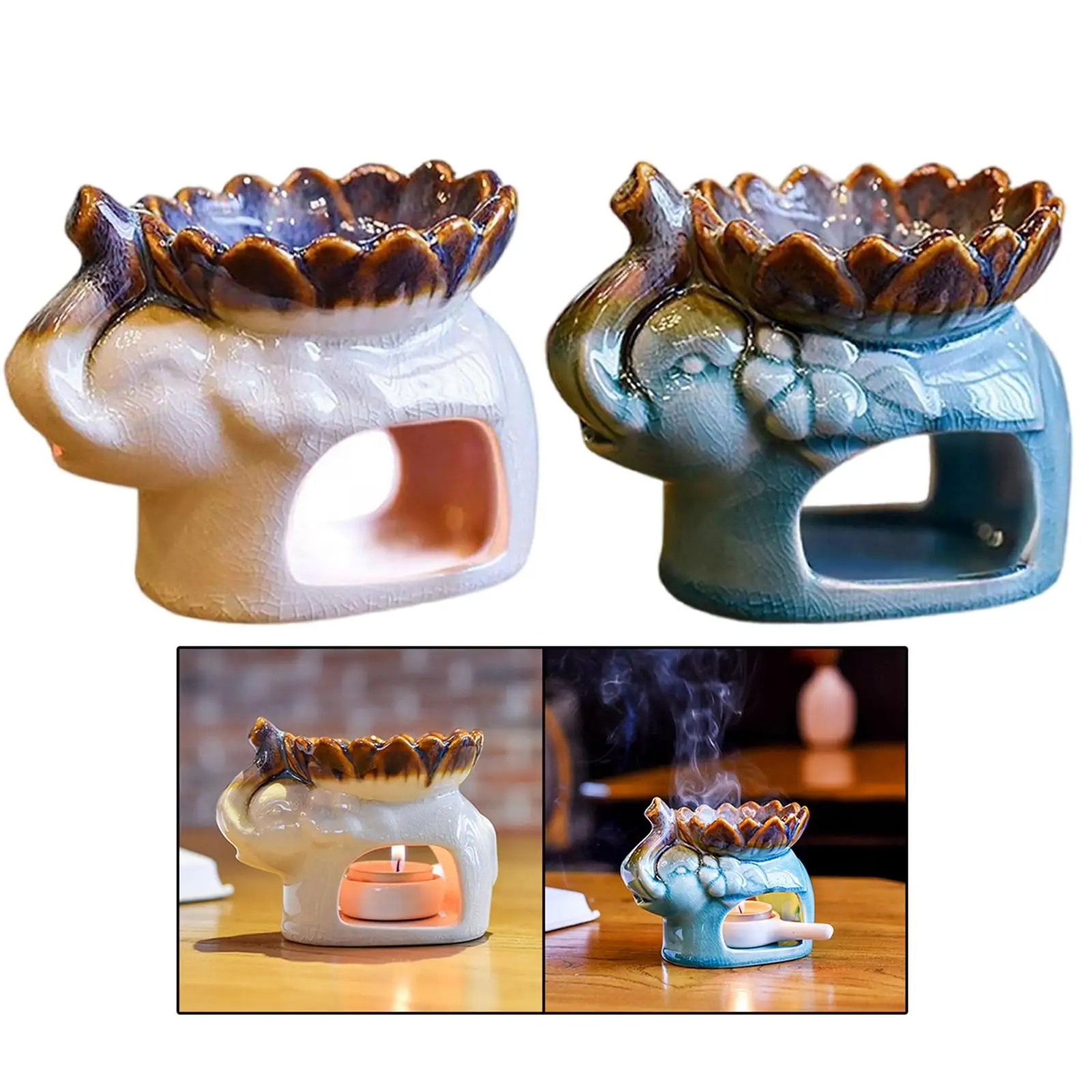 2x Ceramic Tea Light Holder Modern Essential Oil Burner  Decor