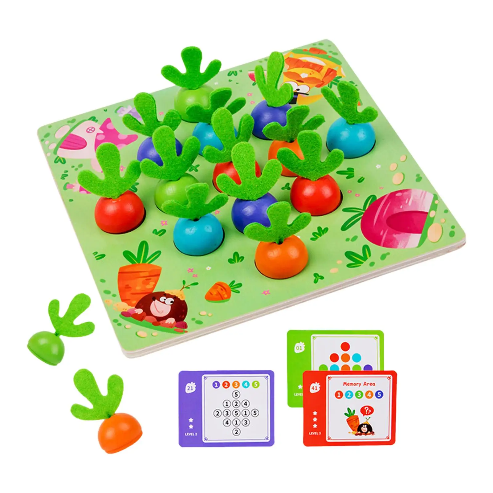 Educational Montessori Toys Wooden Fine Motor skill Vegetable Pulling Toys Wooden Toy for Indoor Activity Interaction