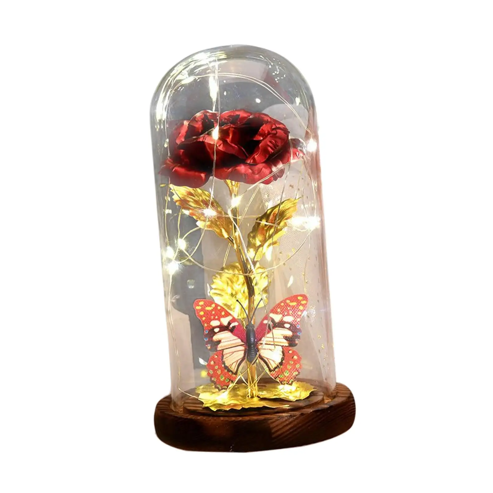 Rose Flower Ornaments Atmosphere Lamp Crafts Decorative LED Night Light for Bedroom Wedding Tabletop Fireplace Decorations