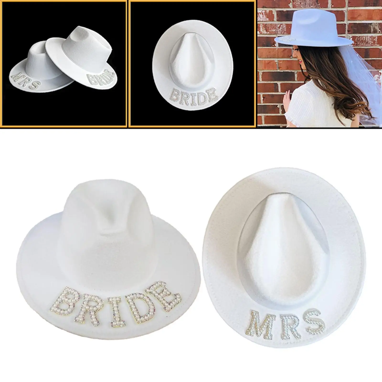 Western Style Cowgirl Hat Wide Brim Blinking Novelty Lightweight Bridal Shower Dress up Rhinestone for Bridal Shower Cosplay
