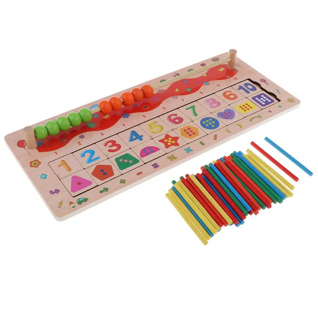 Kids Wooden Math Learning Board Counting Sticks Abacus Math Educational Toy