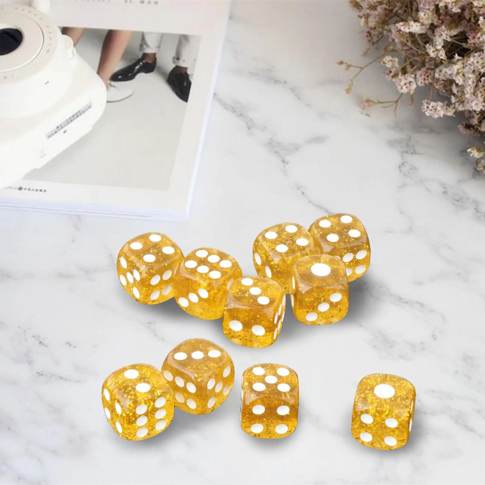 10 Pieces 6 Sided Acrylic Dices Dice Game Spot Dice for Party Table Board 
