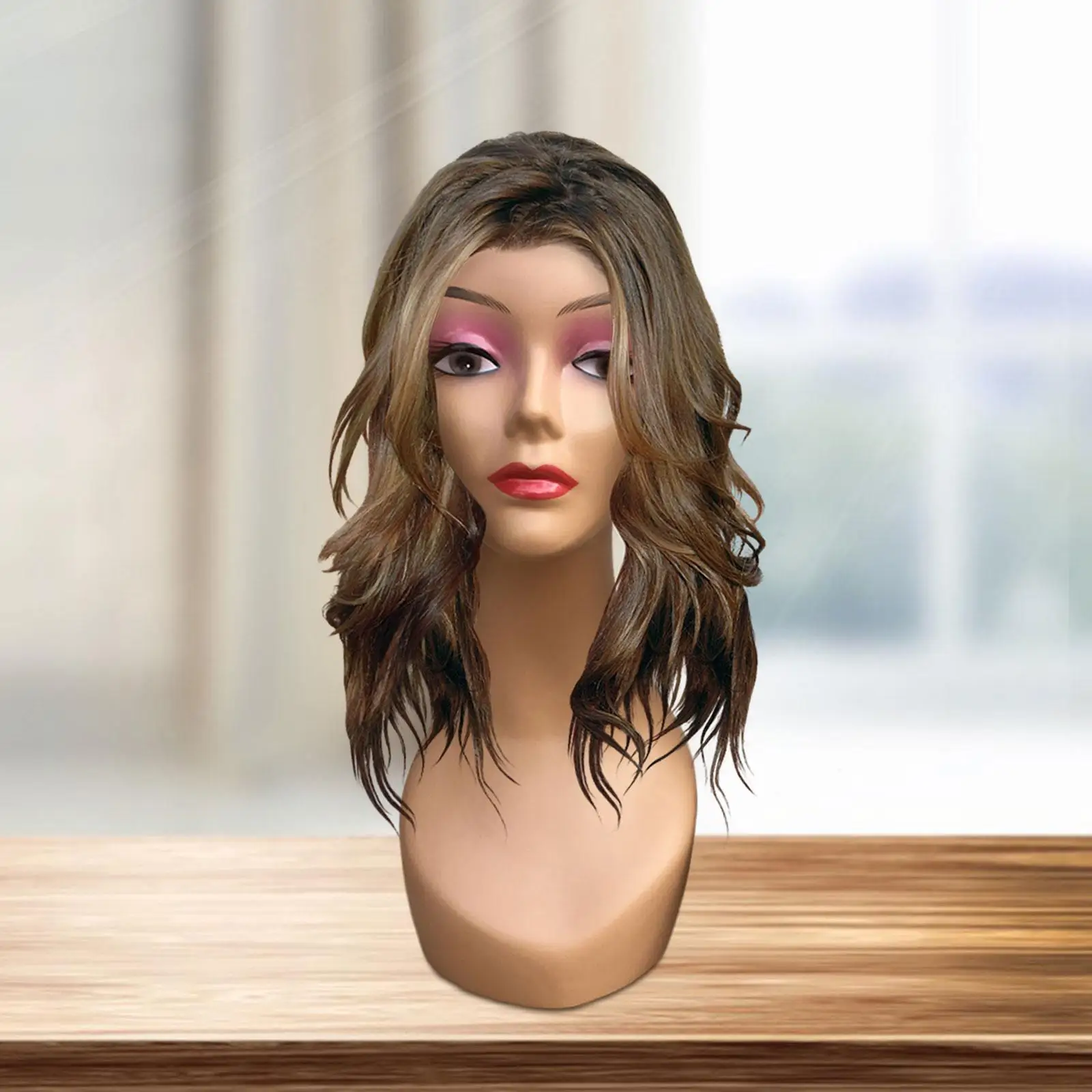 Female Mannequin Head with Makeup Durable Hat Display Rack for Wigs Displaying Making Jewelry Necklace Hats Glasses