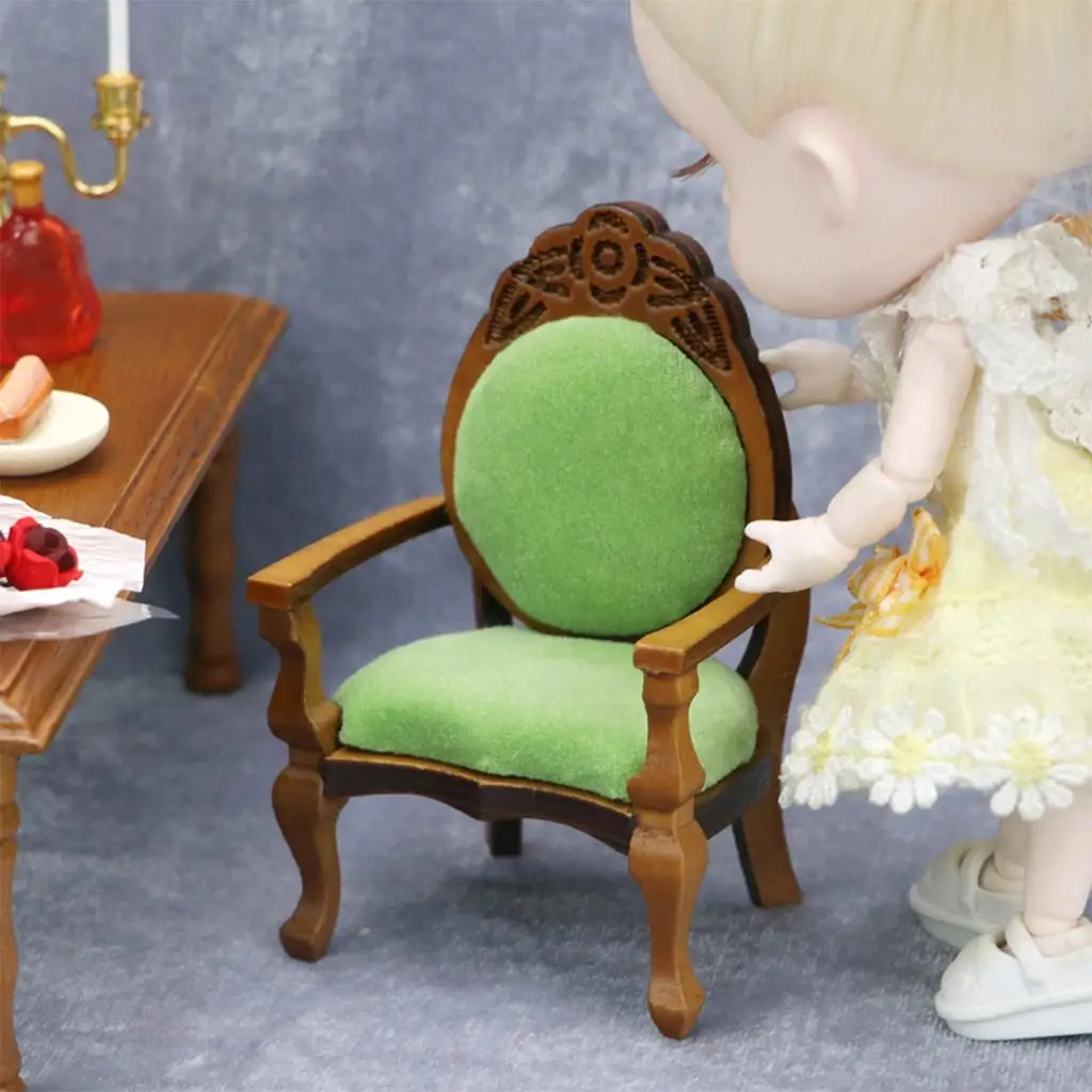 1/12 Scale DollHouse Miniature Mini Wood Chair Home Modern Furniture Set
