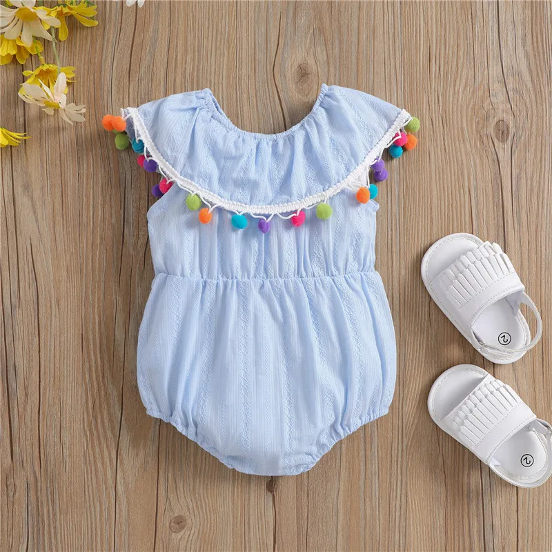 Baby Girls Rompers Summer Newborn Baby Clothes Solid Color Baby Girls Tassel Rompers Jumpsuits for Toddler Newborn Costume best baby bodysuits