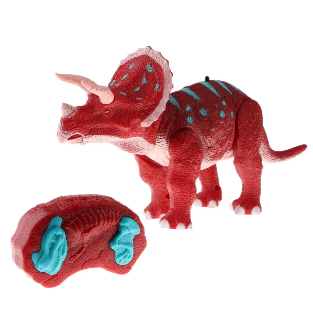 Remote Control Walking Triceratops Dinosaur Toy W/  Action Figure