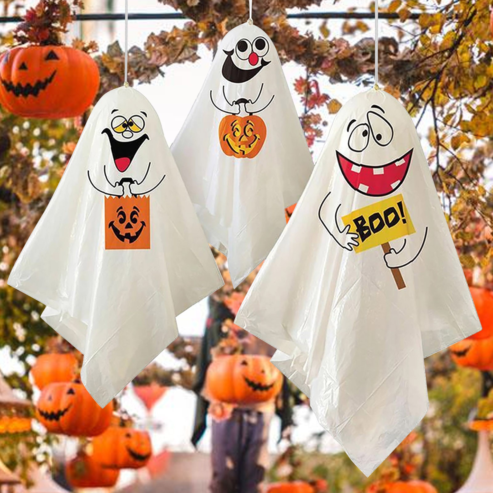 Ghost Props with Hanging Pumpkin Background