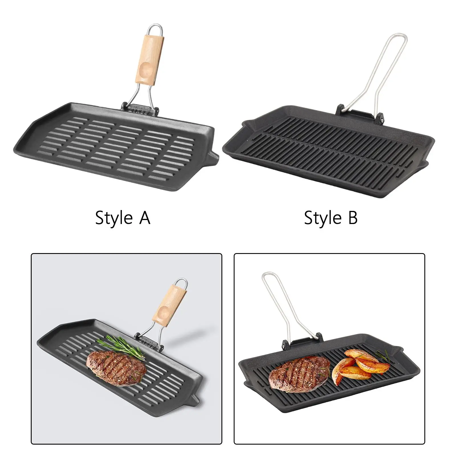 Grill Pan for Electrictop, Induction, Gas Cast Iron Nonstick Steak Pan