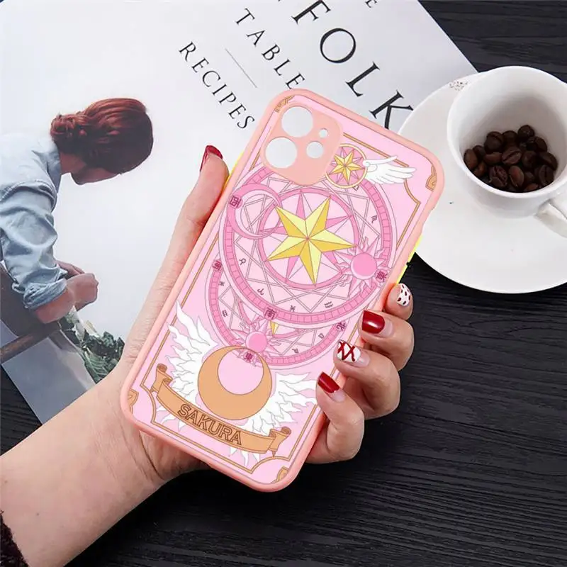 Card Captor Sakura Anime Phone Case For iPhone 13 12 11 Mini Pro XR XS Max 7 8 Plus X Matte transparent Pink Purple Back Cover 13 pro max cases