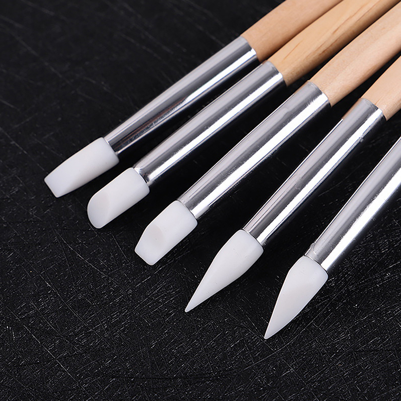 Description Picture 6 of itemSilicone Wooden Pole Nail Art Pen Brush Uv Gel Polish Tip 3d Image Diy Dotting Polish Brushes Sculpture Pen Diy Manicure Tool